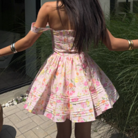 Slim Fit Ballet Style Tutu Dress Floral Suspender Skirt - Thumbnail 1