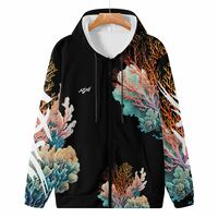 Adult Unisex Coral Black Hoodie.  - Thumbnail 2