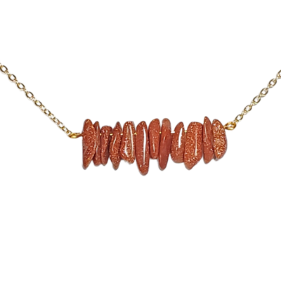 Goldstone chip necklace