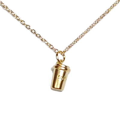 Dainty coffee cup necklace for layering