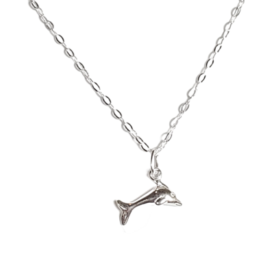 Adjustable dainty sterling silver dolphin necklace