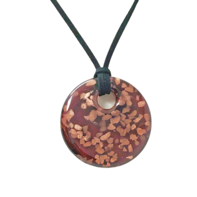Purple fused glass with copper glitter accents