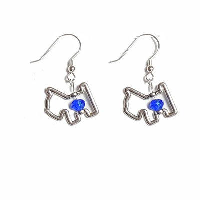 Scottie dog earrings with blue crystals