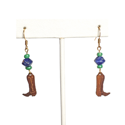 Sodalite and cowboy boot earrings