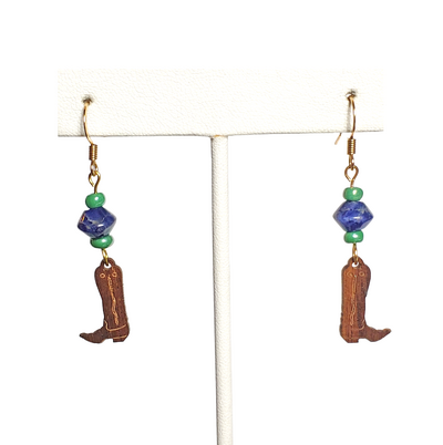 Sodalite and Cowboy Boot Earrings
