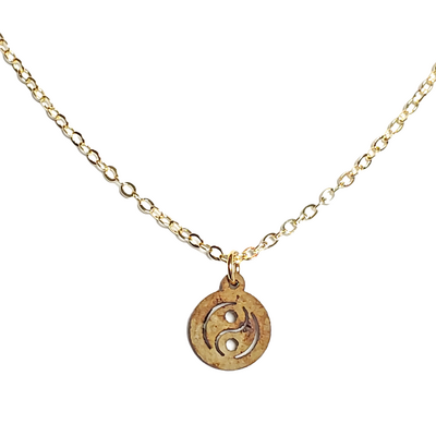 Wood yin yang necklace with adjustable chain