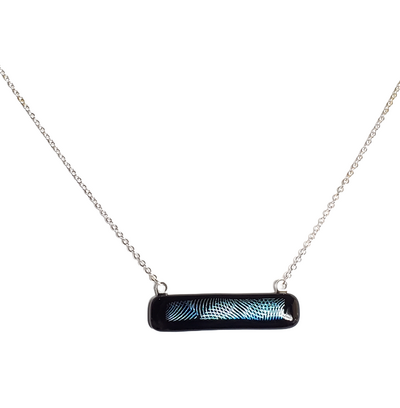 Dichroic Geometric on Black Fused Glass Bar Necklace