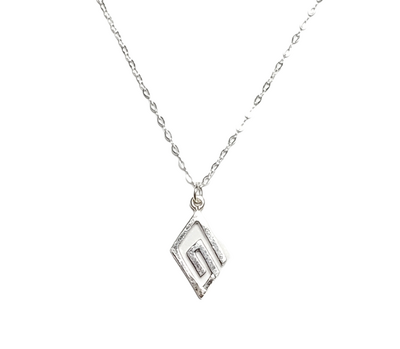Sterling Silver Diamond Shaped Swirl Necklace