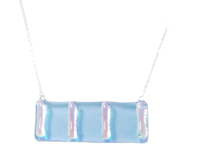 Blue Ice Dichroic Fused Glass Necklace