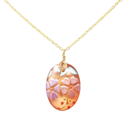 Pink flower resin necklace