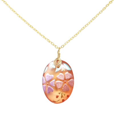 Pink Flower Resin Necklace