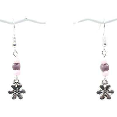Pink and purple flowered earrings