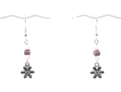 Pink and Purple Flowered Earrings