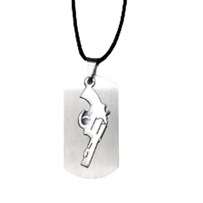 Stainless steel gun dog tag pendant necklace
