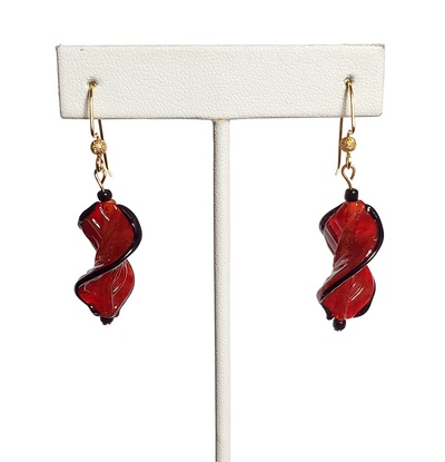 Red Twirl Earrings