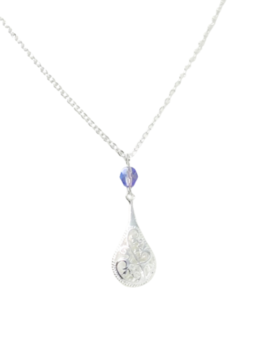 Filigree Open Teardrop with Crystal Necklace