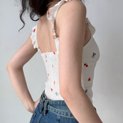 Floral print front tie camisole