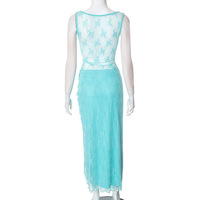 Lace hollow see-through open back gathered drawstring hip suit - Thumbnail 3