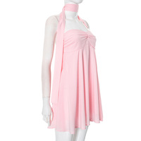 Tassel scarf decorated tube top sexy hot girl short skirt - Thumbnail 3
