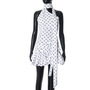 Hot Girl Polka Dot Print Irregular Stitching Short Dress-1