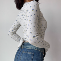 Sexy Crossover V-Neck Wrap Long Sleeve T-Shirt - Thumbnail 2