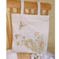 The Peony Pavilion Embroidered original canvas bag one-shoulder national trend bag eco-friendly bag - Thumbnail 3