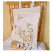 The Peony Pavilion Embroidered original canvas bag one-shoulder national trend bag eco-friendly bag - Thumbnail 6