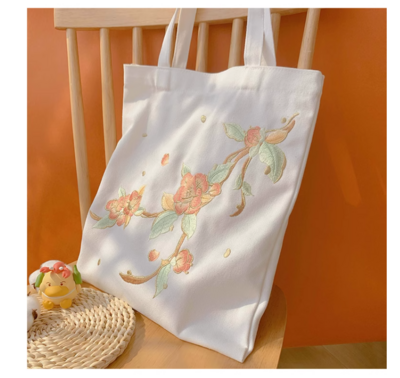 Camellia Canvas bag Hanfu messenger bag embroidered ancient style cheongsam bag eco-friendly bag