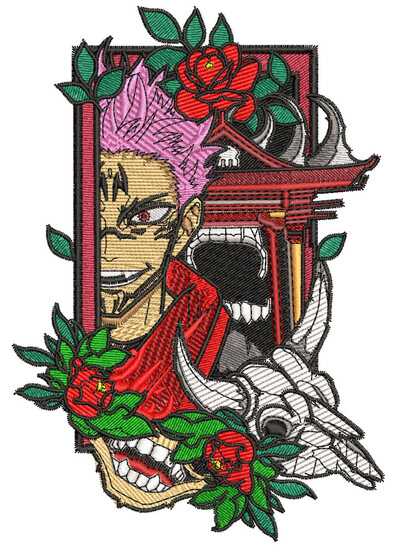 Anime Machine Embroidery Pattern Sukuna Collage
