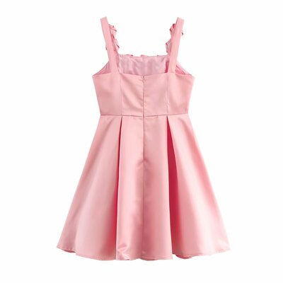 Fashionable and simple 3d flower decoration satin dress