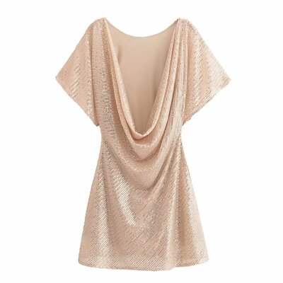 Sequined slim fashion v-neck dress
