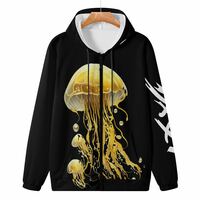 Adult Unisex Jelly Fish Black Hoodie - Thumbnail 2
