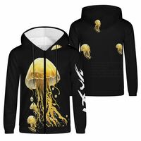 Adult Unisex Jelly Fish Black Hoodie - Thumbnail 4