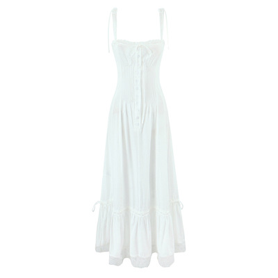 Low-cut lace halter back elegant long princess dress - Thumbnail 3