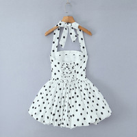 Drawstring waist polka dot halter neck tutu mini dress - Thumbnail 1