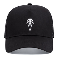 Halloween Ghost Face Truck Driver Cap Peaked Cap Black - Thumbnail 2