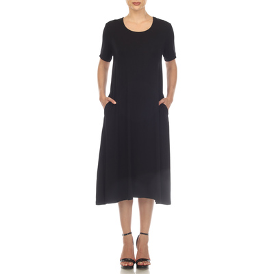 White mark women's short sleeve swing midi dress