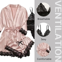 4 Pieces  Home Clothed Nightwear Robe Woman Sleepwear Pajamas Set  - Thumbnail 1