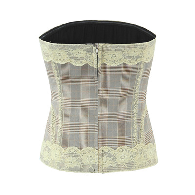 Retro sexy lace patchwork herringbone top