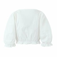 Sexy waist-baring top with U-neck and puff sleeves - Thumbnail 1