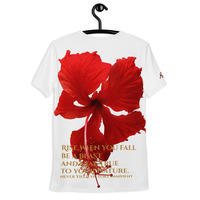 Red Blossom Print White Men's T-Shirt - Thumbnail 2