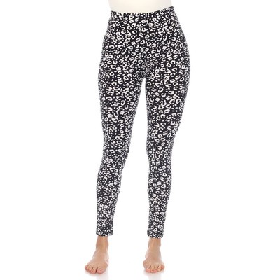 White mark women's super soft leopard printed leggings