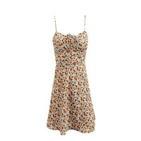 Retro floral suspender skirt women's holiday style dress A-line short skirt - Thumbnail 5