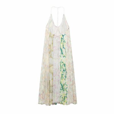 Temperament flower print patchwork dress