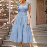 Women's elegant V-neck bandage A-line skirt - Thumbnail 2