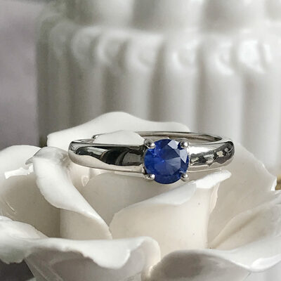 Natural round 5mm blue sapphire simple ring 925 sterling silver ring unisex ring us size 6 birthday anniversary wedding gift unisex