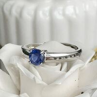 Natural Round 5mm Blue Sapphire Simple Ring 925 Sterling Silver Ring Unisex Ring US size 6 Birthday Anniversary Wedding Gift Unisex - Thumbnail 3