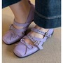 Lilac Purple Bowknot Ballet Style Flats Shoes-2