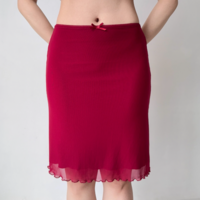 Red mesh skirt drape women's summer skirt - Thumbnail 2