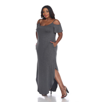 White Mark Women's Plus Size Cold Shoulder Maxi Sun Dress - Thumbnail 3